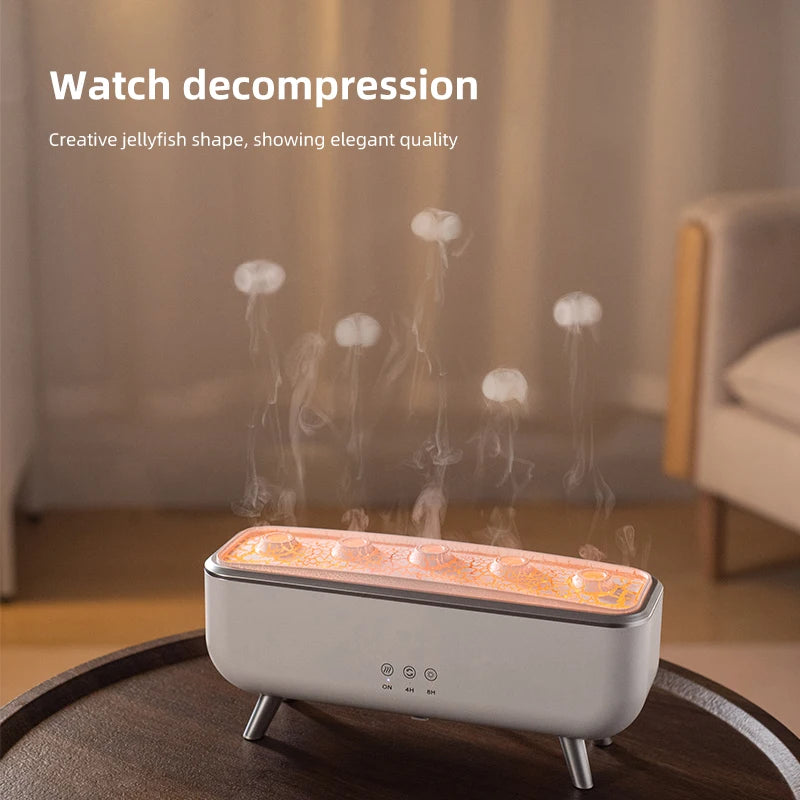 Dual Nozzles Aroma Diffuser Electric Air Humidifier for Home Flame Light Jellyfish Aromatherapy Machine Essential Oil Diffusers