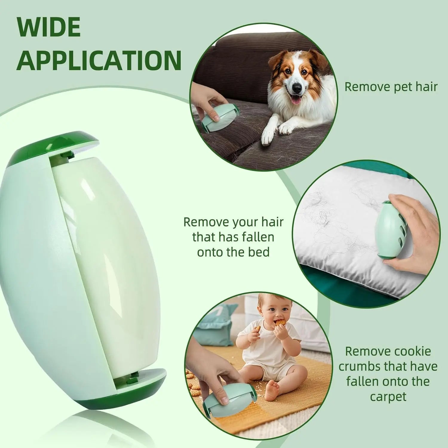 Portable Pet Hair Roller, Reusable Lint Remover for Pet Hair, Washable Gel Lint Roller for Clothes & Pets, Travel Friendly