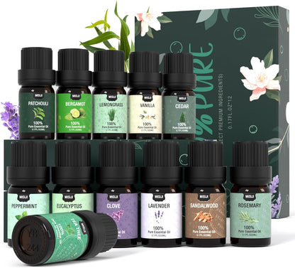 Discover the Ultimate Essential Oils Set: 12 Premium Aromatherapy Oils for Diffusers, Laundry, Candle Making & More!