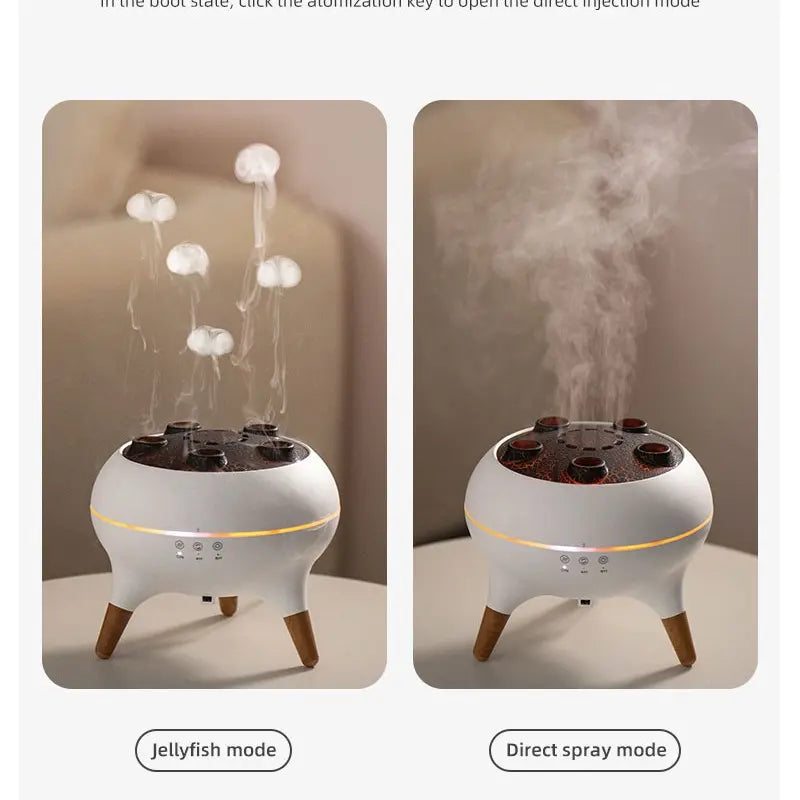 Compact Jellyfish Shape Cool Misting Humidifier Diffuser - Mist + Light Aromatherapy for Home, Desk-Wetting Free, Ultra-Quiet, Auto Shut-Off, Easy to Fill & Clean, Ideal for Bedroom, Aromatherapy Gift (White), Humidifier Diffusers