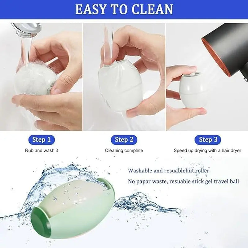 Portable Pet Hair Roller, Reusable Lint Remover for Pet Hair, Washable Gel Lint Roller for Clothes & Pets, Travel Friendly