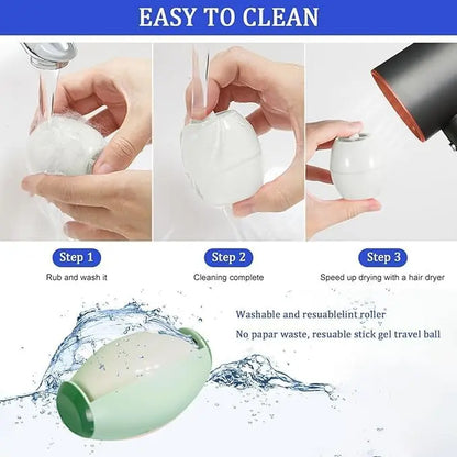 Portable Pet Hair Roller, Reusable Lint Remover for Pet Hair, Washable Gel Lint Roller for Clothes & Pets, Travel Friendly