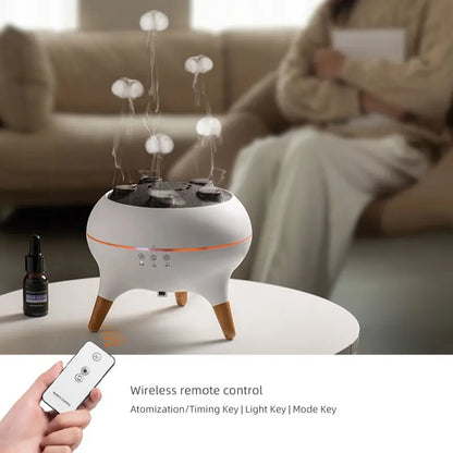 Compact Jellyfish Shape Cool Misting Humidifier Diffuser - Mist + Light Aromatherapy for Home, Desk-Wetting Free, Ultra-Quiet, Auto Shut-Off, Easy to Fill & Clean, Ideal for Bedroom, Aromatherapy Gift (White), Humidifier Diffusers